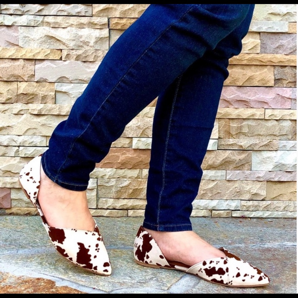 Cow Print Slip ons